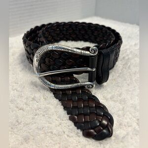 Brighton Braided Black/Brown Genuine Leather,
Silver Buckle, Women’s Size 32